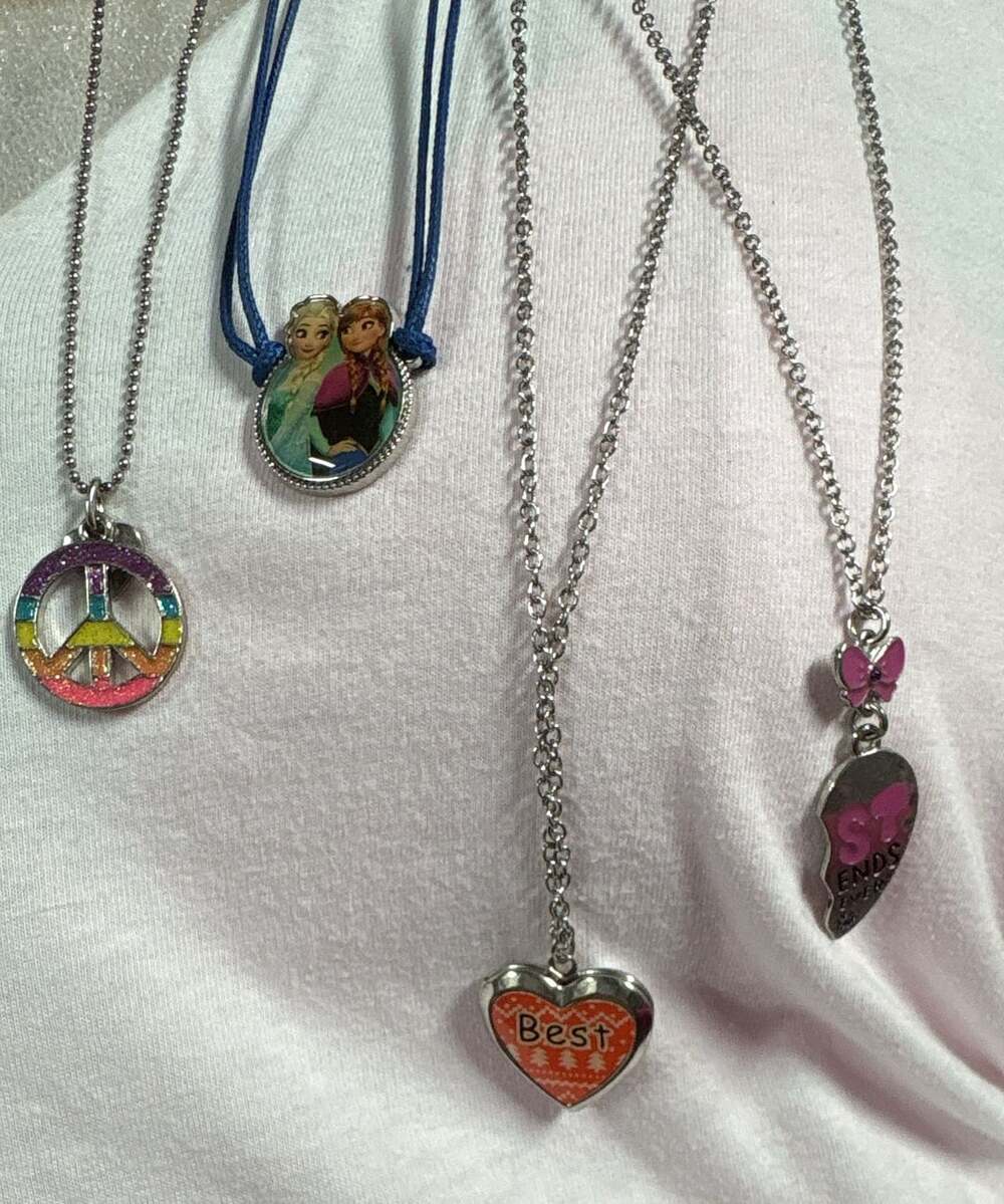 Assorted Childrens Necklaces Set Peace Sign Frozen Elsa Anna Heart Lot